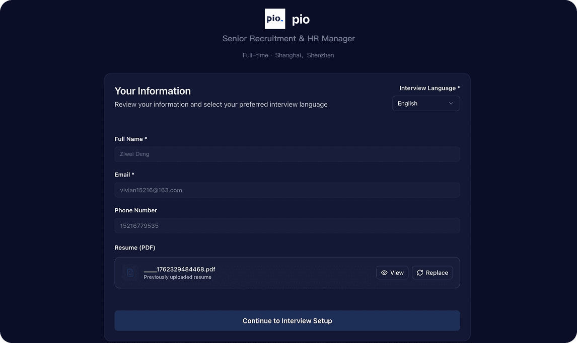 Inicie a Entrevista Conversacional