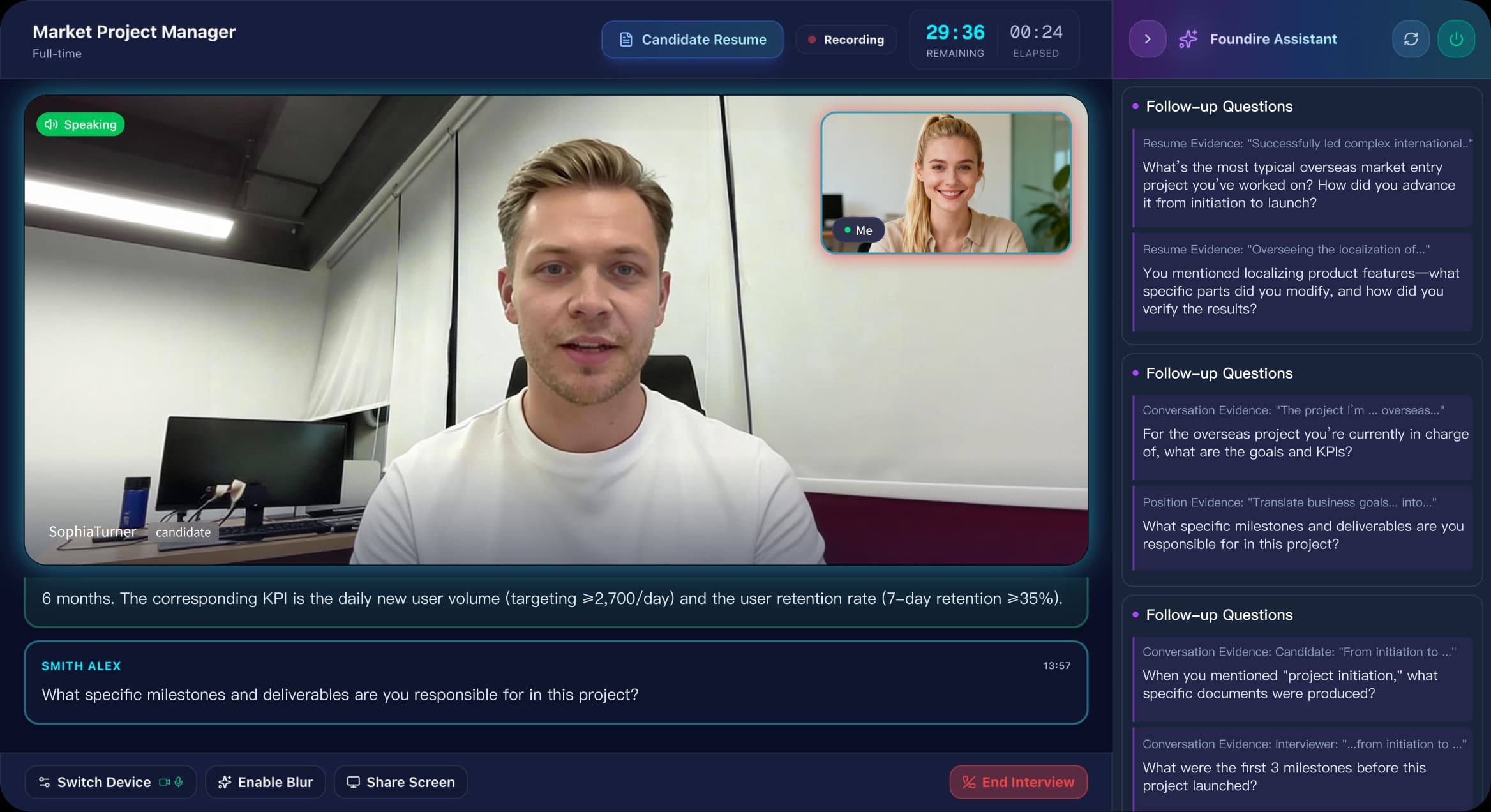 Questions Appear in the Interviewer's Panel